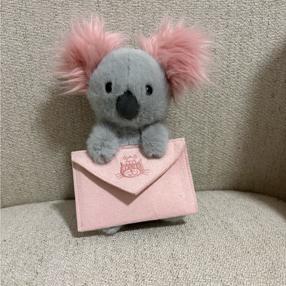 Jellycat Gray and Pink Koala Plush with Pink Envelope